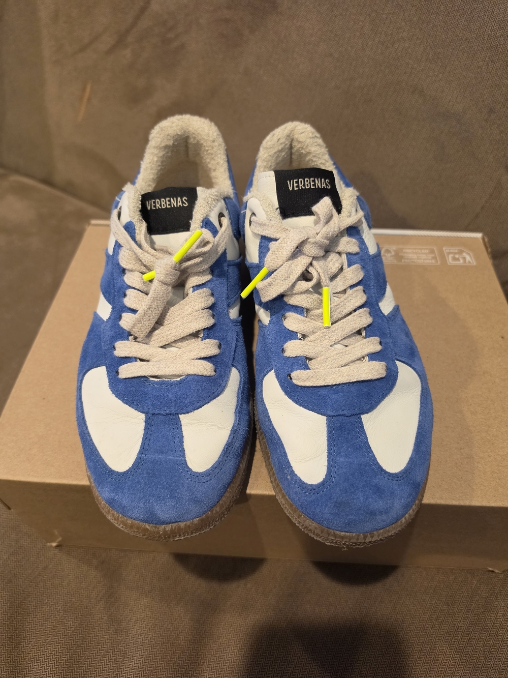 VERBENAS Blue & White Suede Sneakers